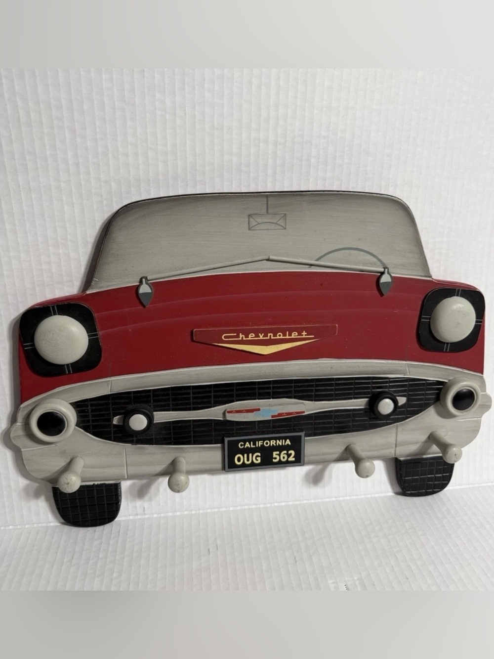 Red Chevy-Inspired  Belaire Wall Hook Rack for Entryway Vintage Car